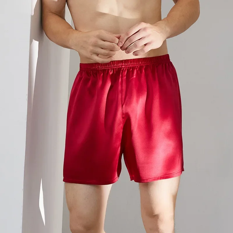 Naadloze Ijs Zijde Korte Broek Mannen Dunne Grote Maat Hoge Taille Boxers Veiligheid Shorts Strand Ademende Quick Droge Losse Shorts