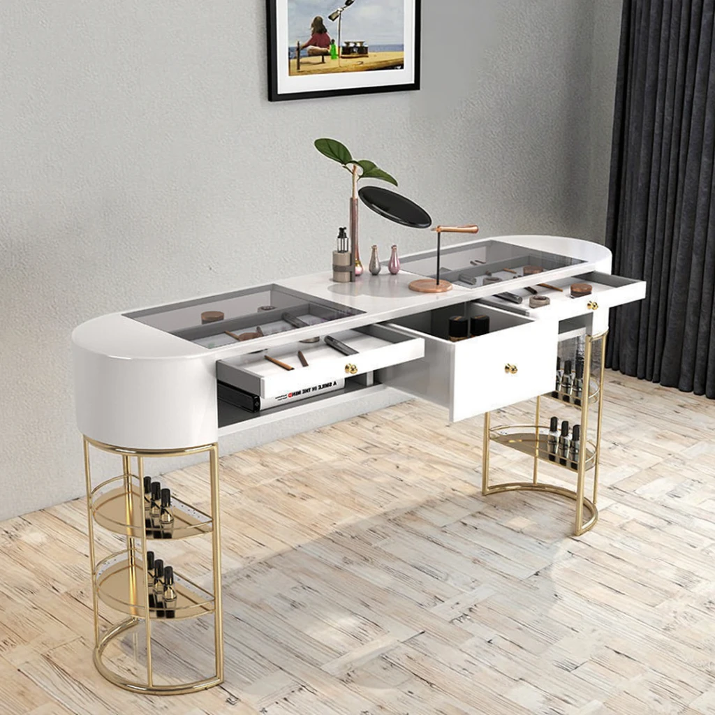 Modern Portable Manicure Salon Furniture Metal Nail Technician Table for Outdoor Use