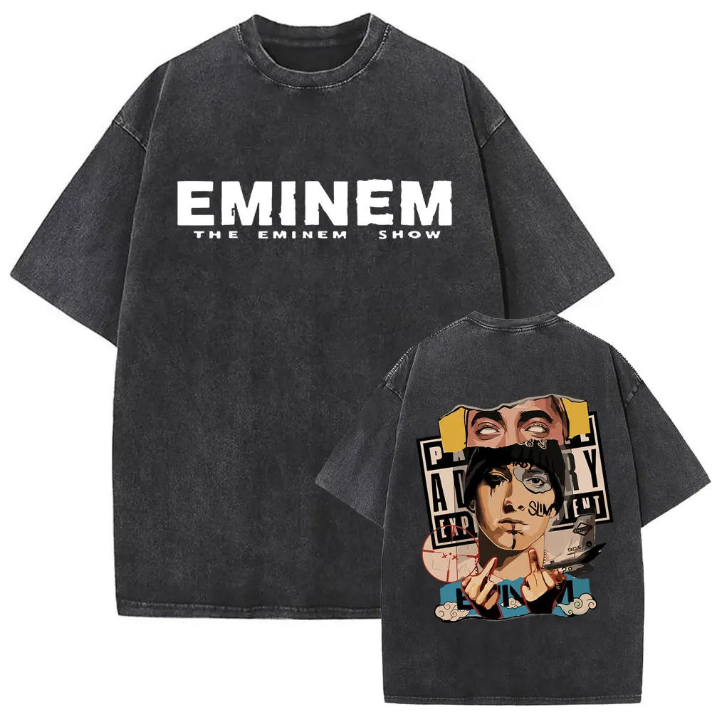 

Washed Vintage Rapper Eminem Slim Shady Hip Hop Fashion Pop Music T-shirt Men Women Casual Oversized T Shirts Men's Streetwear