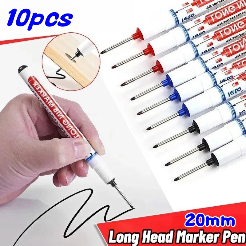 4 Teile/satz 20mm Tiefe Loch Lange Spitze Kopf Marker Für Metall Perforieren Stift Wasserdicht Bad Holzbearbeitung Dekoration Multi-zweck