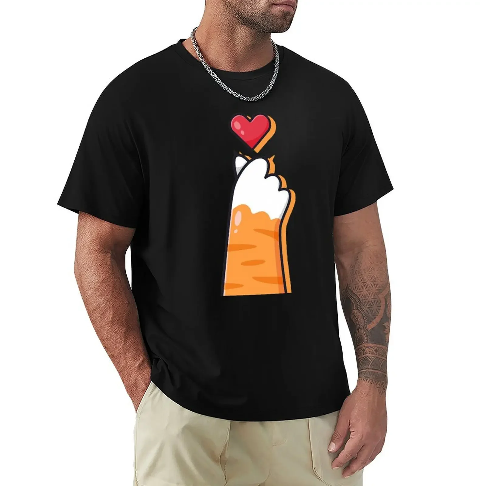 Cat's paw heart T-Shirt Aesthetic clothing new edition plain black t shirts men