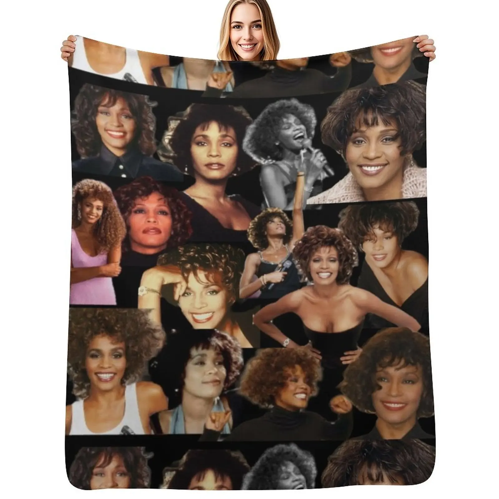 Whitney Houston Collage Throw Blanket wednesday Travel warm for winter Softest Sofa Hairys Blankets