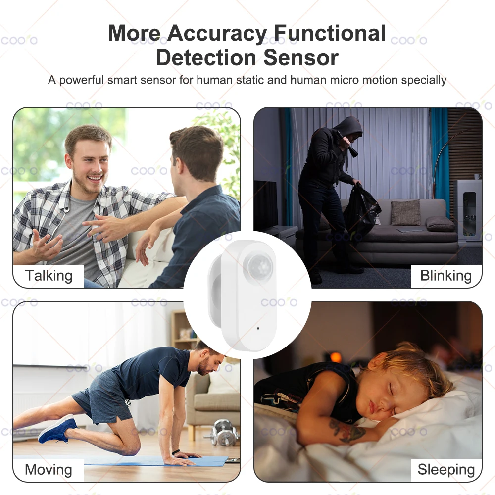 ZigBee 3IN1 Human Presence Sensor 24G Millimeter Wave Radar PIR Detection Luminosity Distance Detector For Smart Home