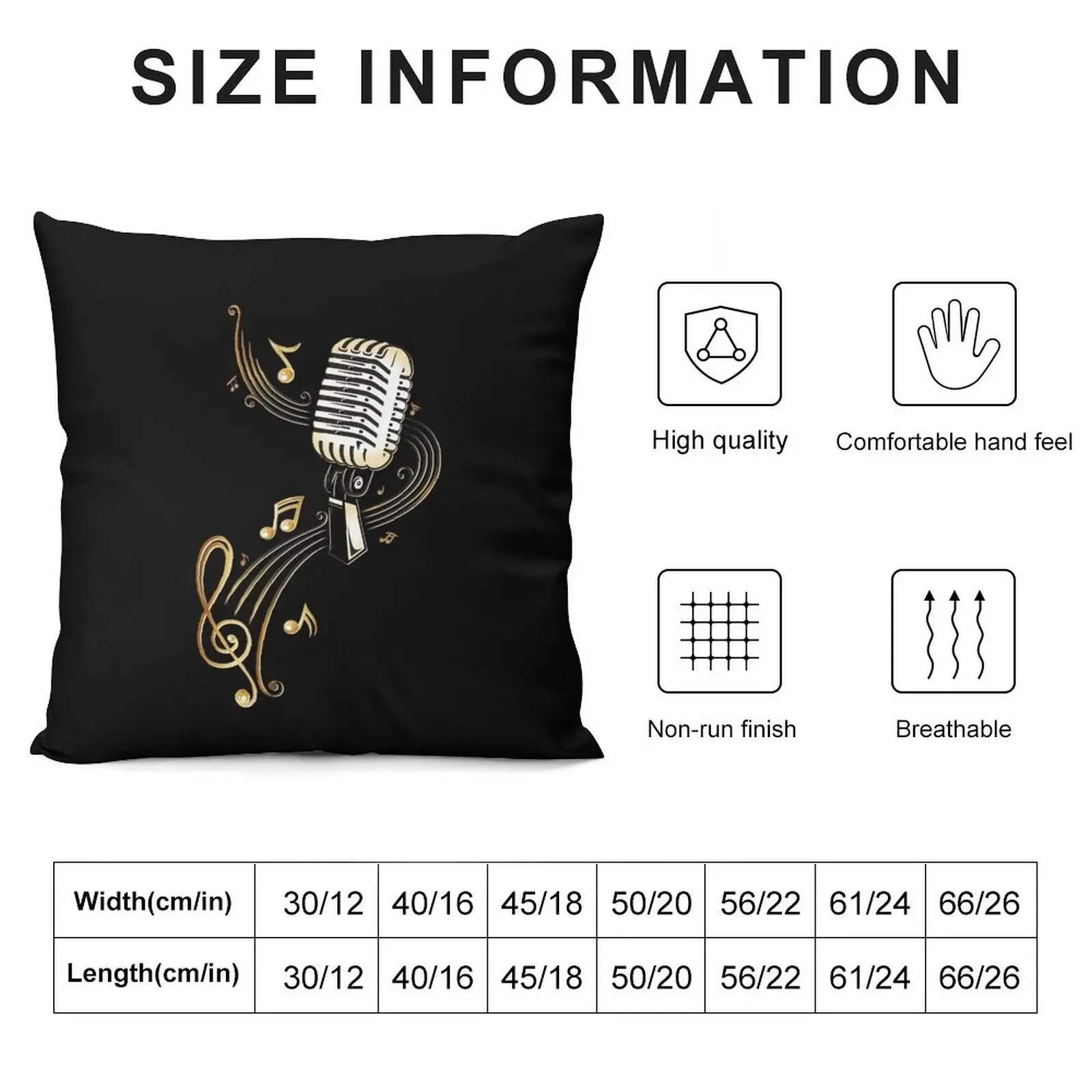 Retro microphone with music notes and clef. Throw Pillow autumn decoration Christmas Pillow Christmas Cushion For Home pillow