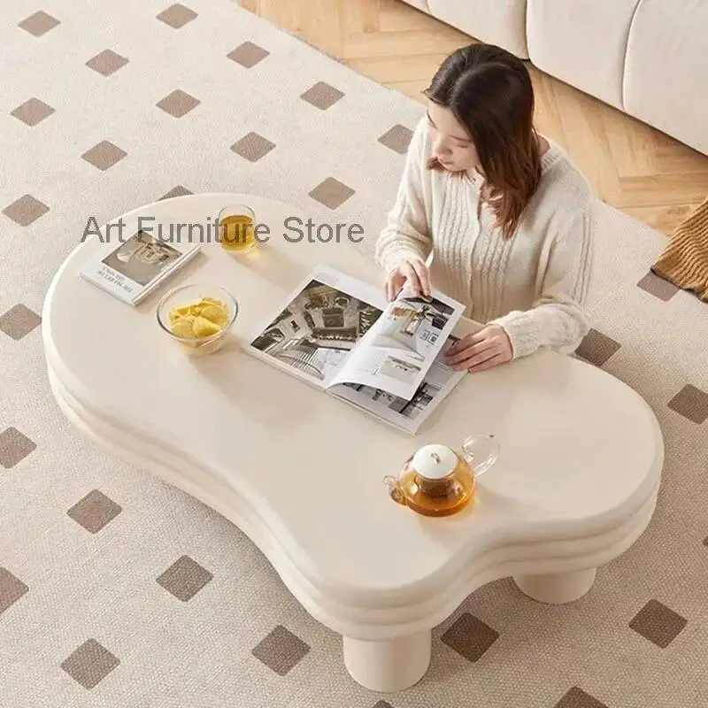 

Wooden Waterproof Minimalist White Coffee Designer Table Italian Coffee Tables Unique Sofa Side Mesas Bajas Home Decorations