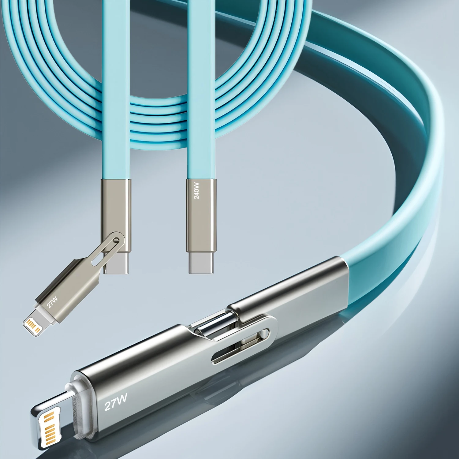 Liquid silicone 2IN1 Type-C PD Cable 240W Fast Charging USB-C Adapter Mobile Phone Data Cable For iPhone Xiaomi HUAWEI Tablet