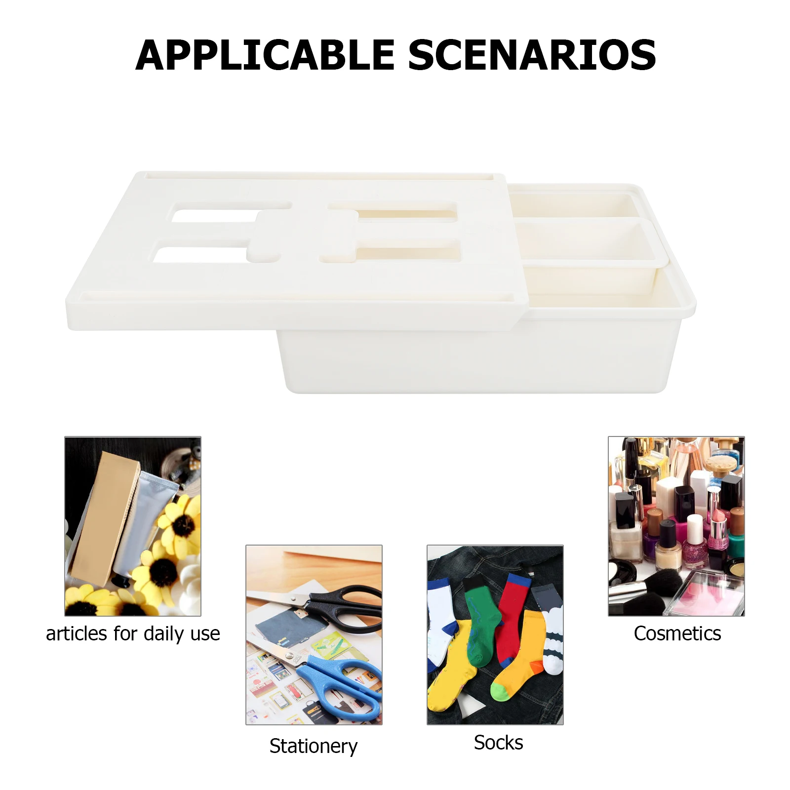 

PP Punch Drawer Storage Box Desktop ganizer Double sided Adhesive Table Drawer Stationery Cosmetics Remote Control
