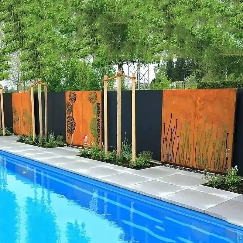 Garden Home Courtyard Morden Corten Steel Fencing Trellis / Fence Panels / Outdoor Screen