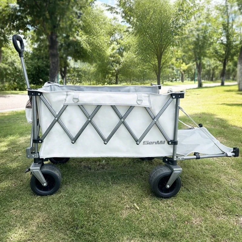 

Collapsible Folding Utility Beach Cart Wagon Heavy Duty Large Capacity Fold Wagon Outdoor Trolley Portable Garden Camping Cart