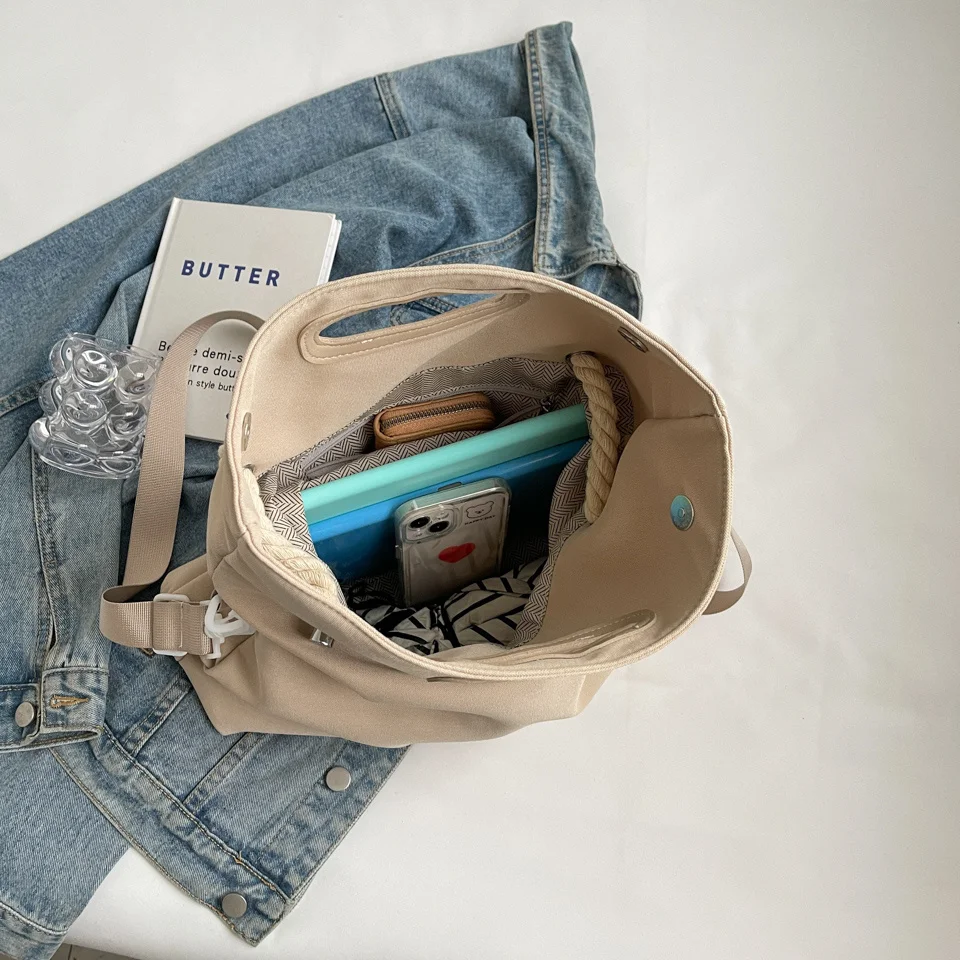 Women's Leisure Canvas Shoulder Bags Simplicity Large-capacity Ladies Fashion Versatile Travel Handbags Student Commute Tote Bag