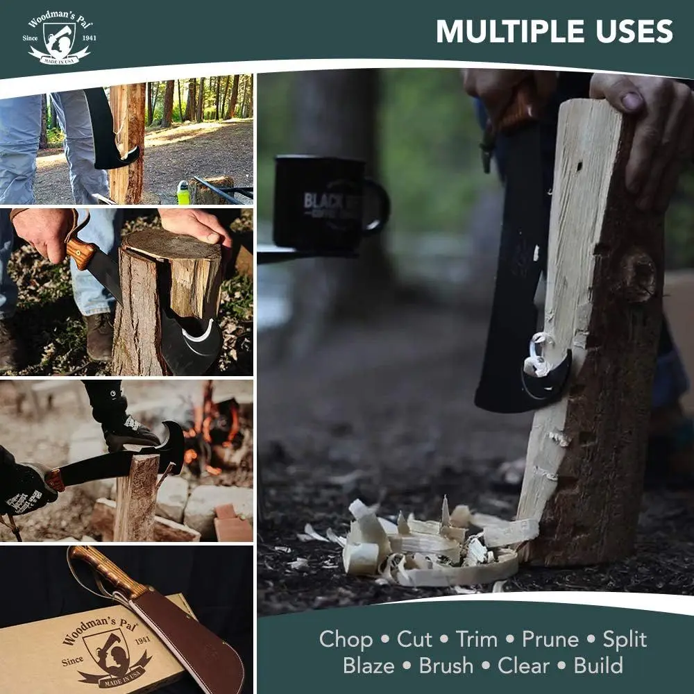 Multi-Purpose Axe with Sheath - Ideal for Camping, Fishing, Hunting, and Bushcraft (Wood Handle) - view 3
