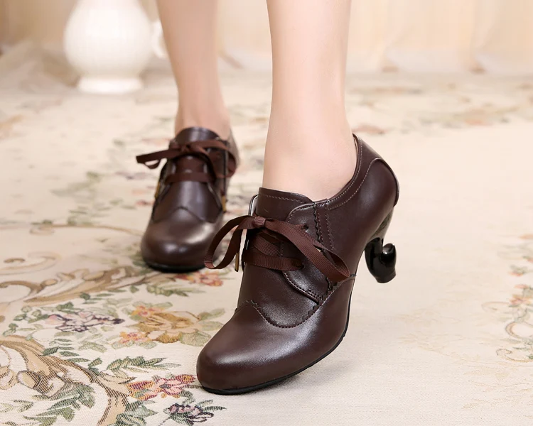 Handmade Cute Sweet Ribbon Table Leg round Toe Color-Blocking Vintage Luo Deep Mouth Small Leather Shoes Lolita