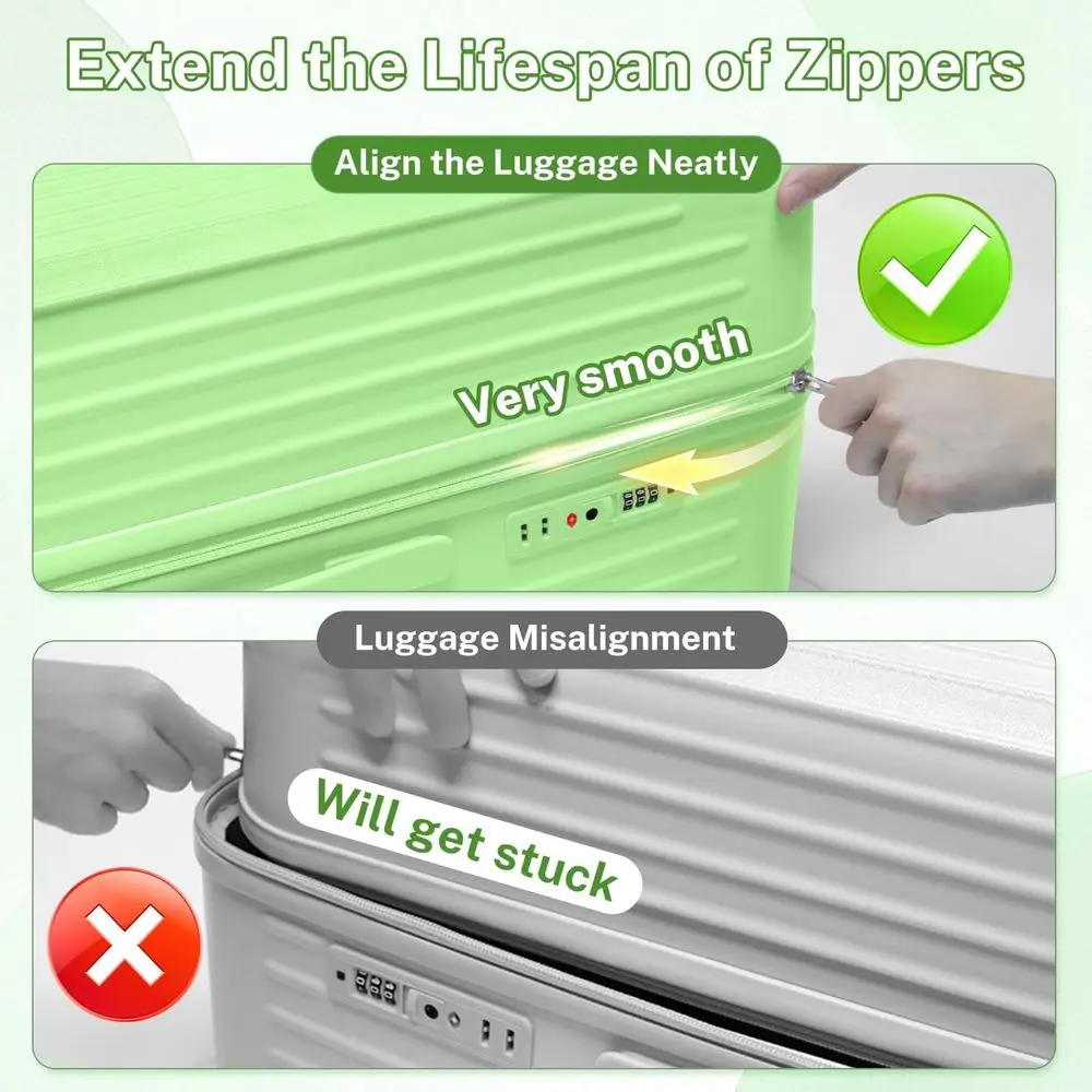 طقم حقيبة دوارة مكون من قطعتين مع غلاف صلب PC+ABS وقفل TSA ومنفذ شحن وحامل أكواب - 20 و28 حقيبة حمل