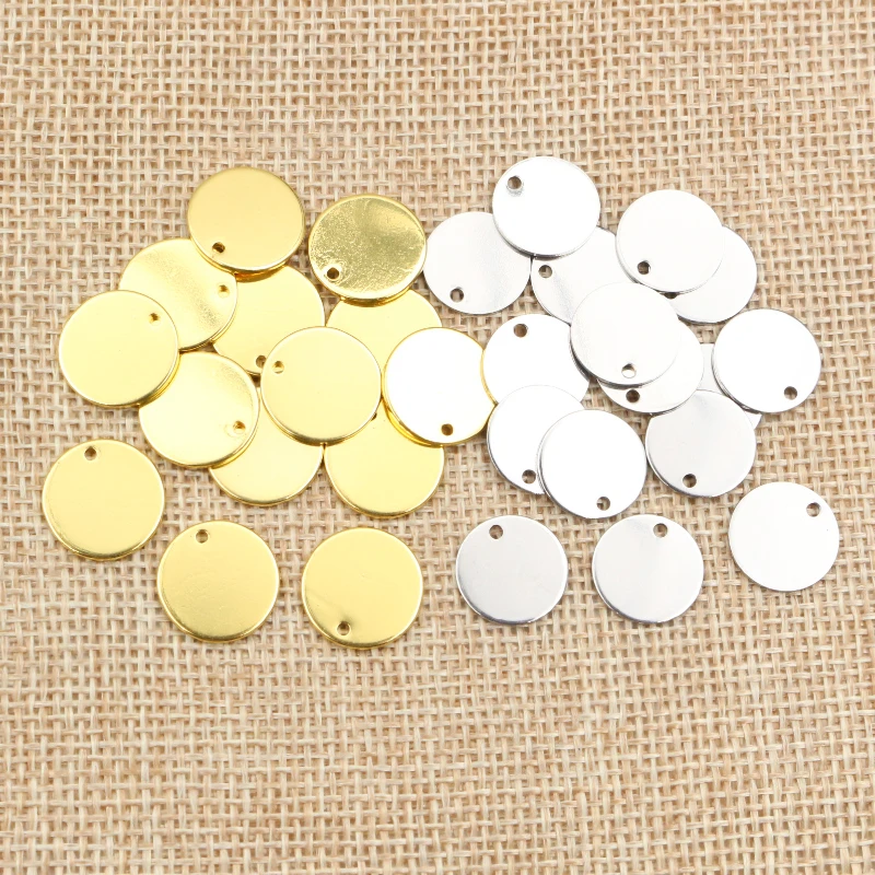 6 8 10 12 15 18 20 25mm Charms 316 Stainless Steel Gold Plated Round One Hole Charm DIY Necklace Pendant Jewelry Finding