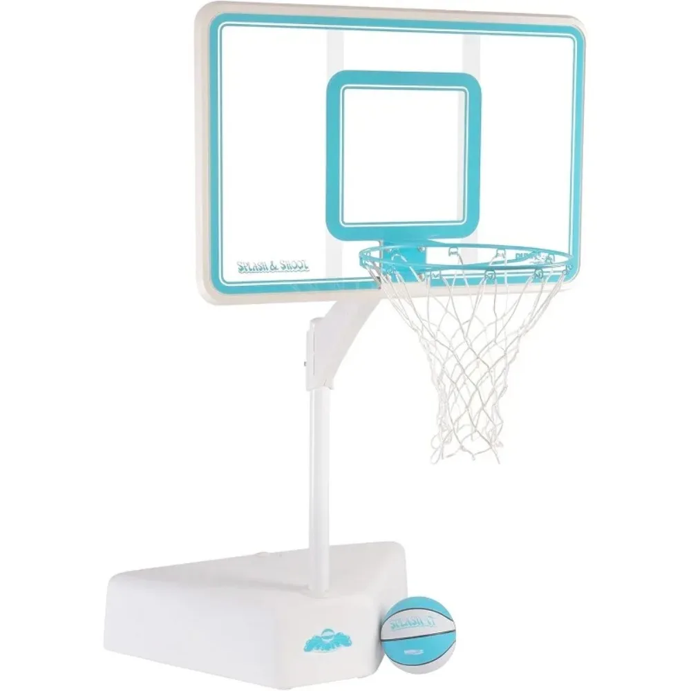 Splash & Shoot Pool Basketball Hoop, Adjus Height Backboard – 200lbs Water-Filled Base, Stainless Steel Rim -NEW