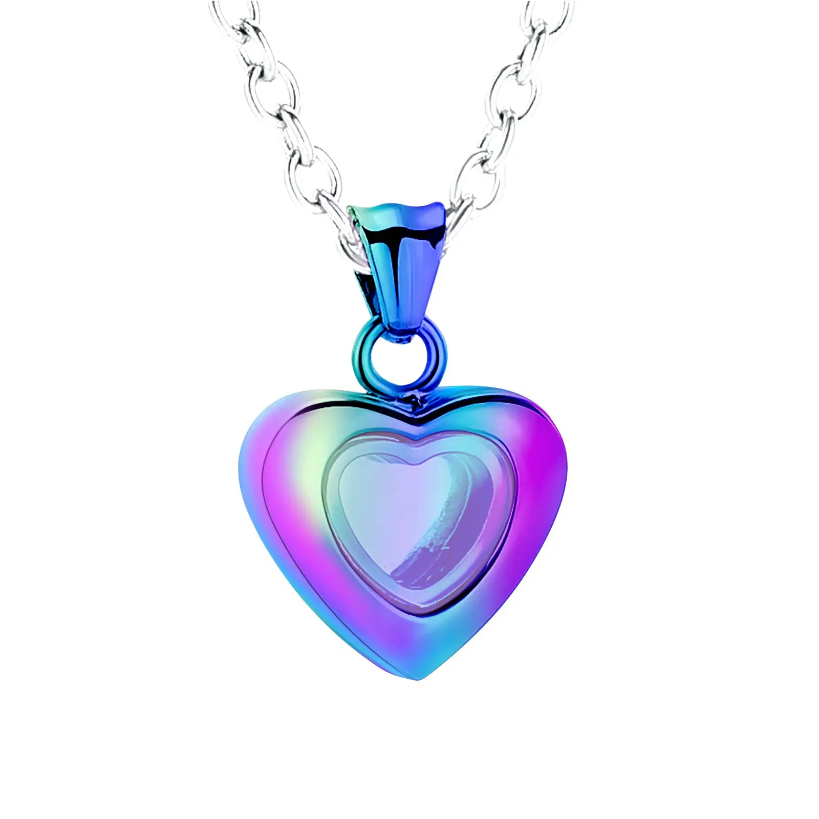 Small Heart Cremation Jewelry Urn Necklace for Ashes Glass Heart Urn Locket Pendant Necklace for Human/Pet Ashes