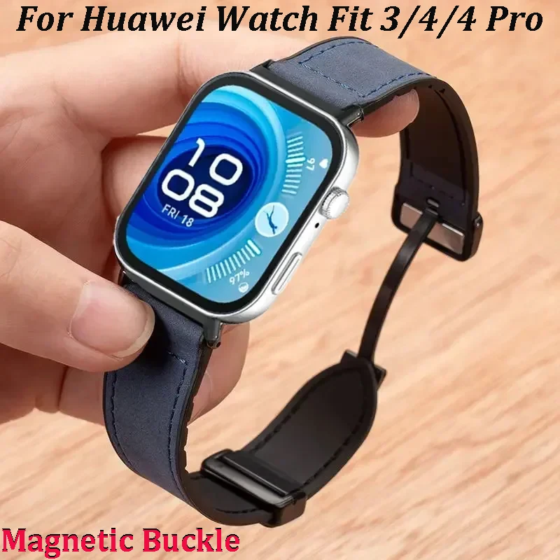 Leder + Silikonarmband für Huawei Watch Fit 3/4 Pro Sport Magnetschnalle Bequemes Armband für Huawei Watch Fit 4. Armband