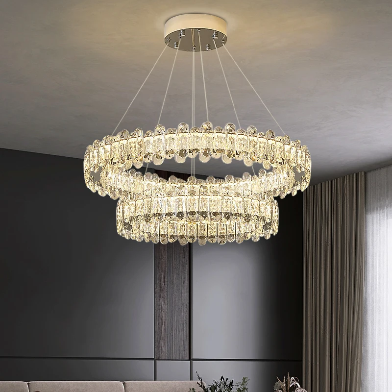 Living Room Villa Crystal Luxury Chandelier Kitchen Island Pendant Light Duplex Ceiling Lamp Modern Pendant Light Changeable view 3