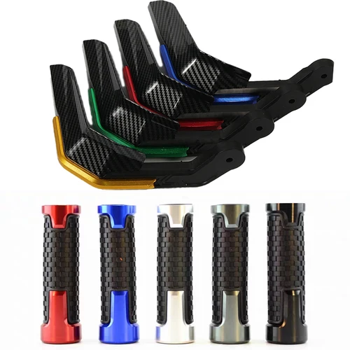 Imagen 2 del producto Protectores universales de manillar de fibra de carbono a prueba de viento de 7/8 ""para motocicleta, protector de palanca de montaña con refuerzo de aluminio