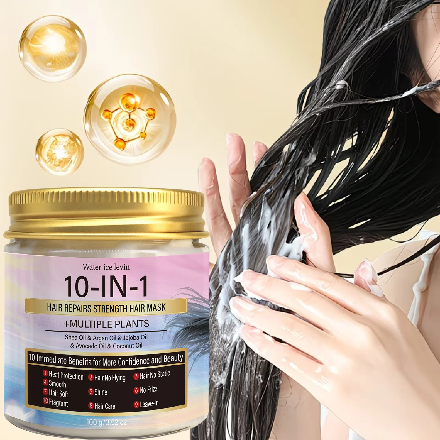 Ten Benefits All-In-One Nourishing Hair Mask Botanical Oils Silky Non-Greasy Eliminate Static Flyaways Boost Gloss Soft Hair100g