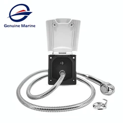 RV Shower Box Kit With 1.5m Hose & Faucet White Exterior Shower Kit For Marine Boat Caravan Camper Travel Shower Accessories