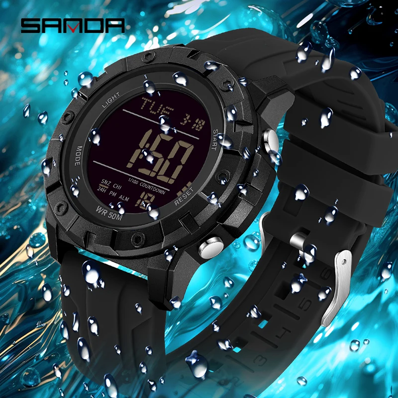 SANDA 2176 Luxury New LED Orologio sportivo elettronico digitale Casual uomo ragazzo Militare Orologi da polso impermeabili relógio masculino