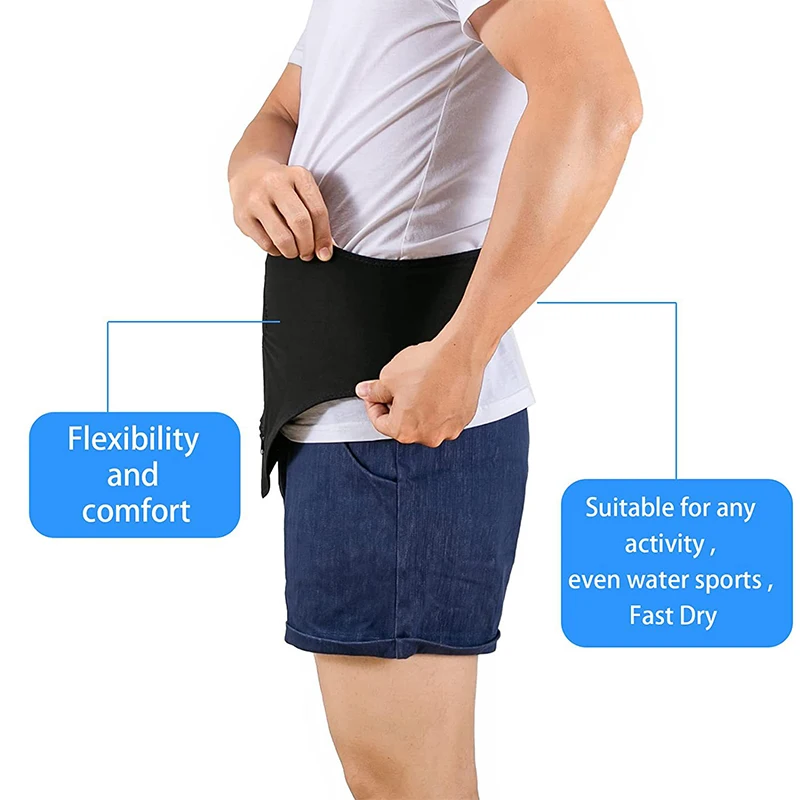 

Black The Ostomy Bag Cover Easy to Clean Waistband Blet Adjustable Premium Easy to Install Portable Washable Home Cove Pouches