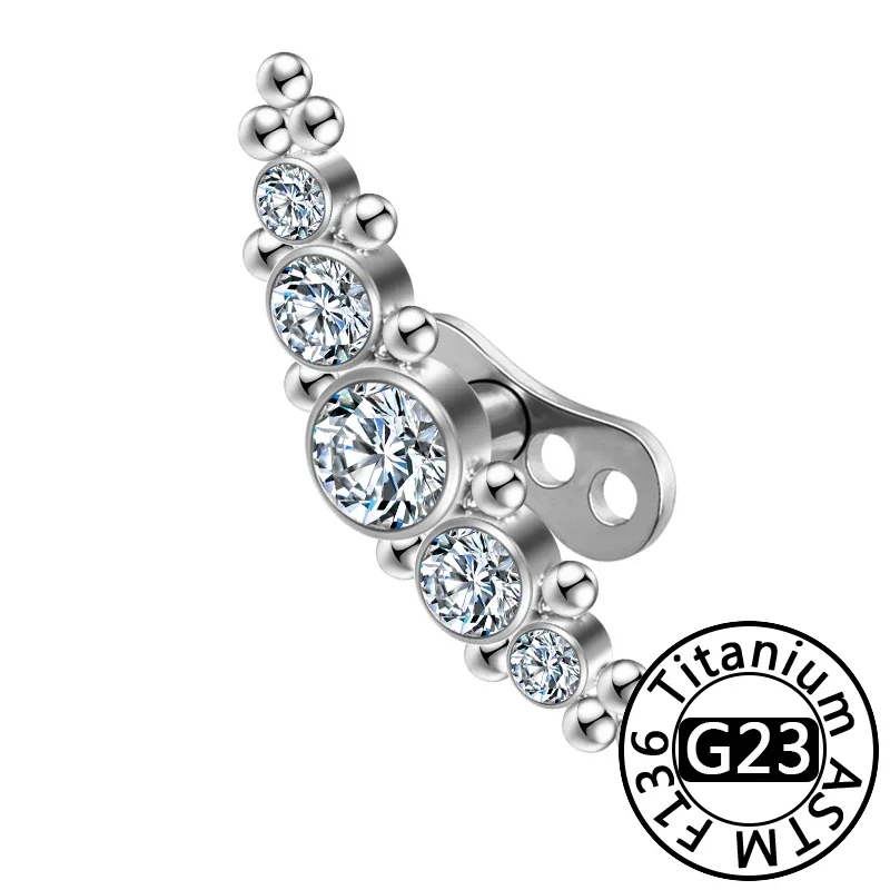 G23 Titanium Piercing Zircon Buried Bone Nail 1.2*0.9mm Base Hide in Skin Piercing Kits Micro Dermal Piercing Sexy Body Jewelry