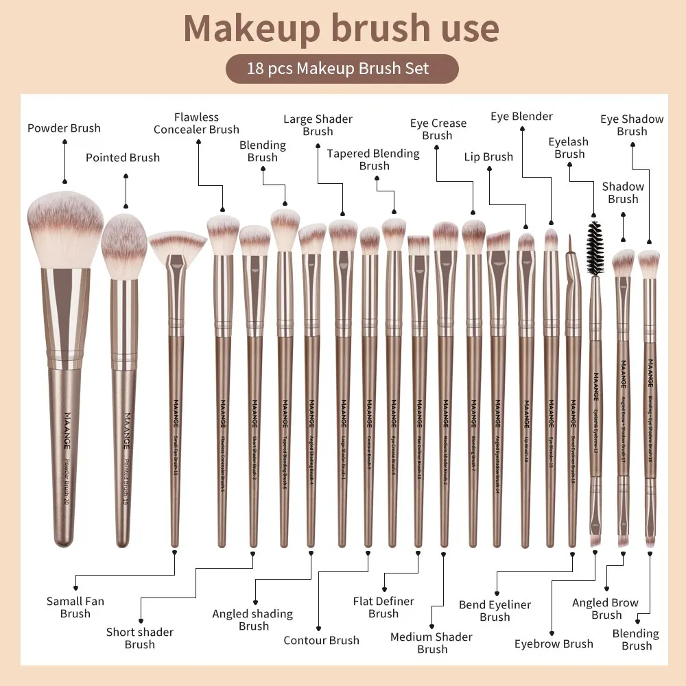 Maange 20 Piece/Set Makeup Brush Professional Makeup Foundation Eyeshadow Powder Brushes Kits Cosmetic Beauty Tools For Women