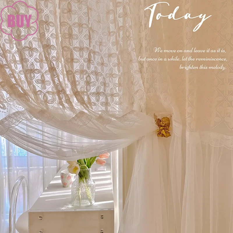 French Lace Dream Floral Screen Curtains for Living Room Bedroom French Window Balcony Window Customized Finished Tulle