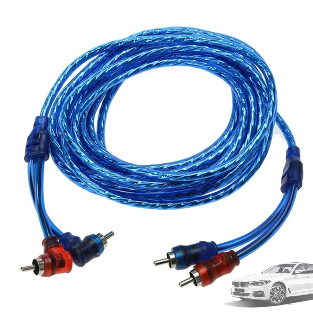 2/5/8M Car Audio Amp Cable for Cinema Digital Stereo Hi-Fi System 2 RCA to 2 RCA Plug Pure Copper Anti-interference Audio Cable