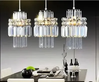 

Restaurant light modern minimalist dining chandelier European style dining room lamp Three LED crystal chandelier bar lamp