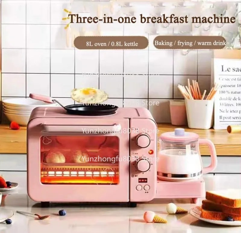 3 Combined with 1 Multifunctional Breakfast Maker with Toaster Oven Frying Pan