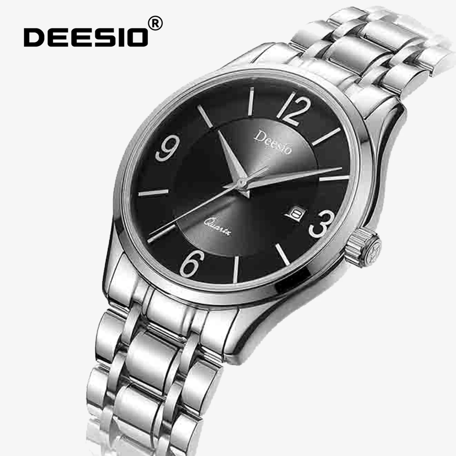 Deesio Men's Gentleman Quartz Watch Business Fashion Classics Waterproof Stainless Steel Calendar Luxury Wristwatch Gift Wrist