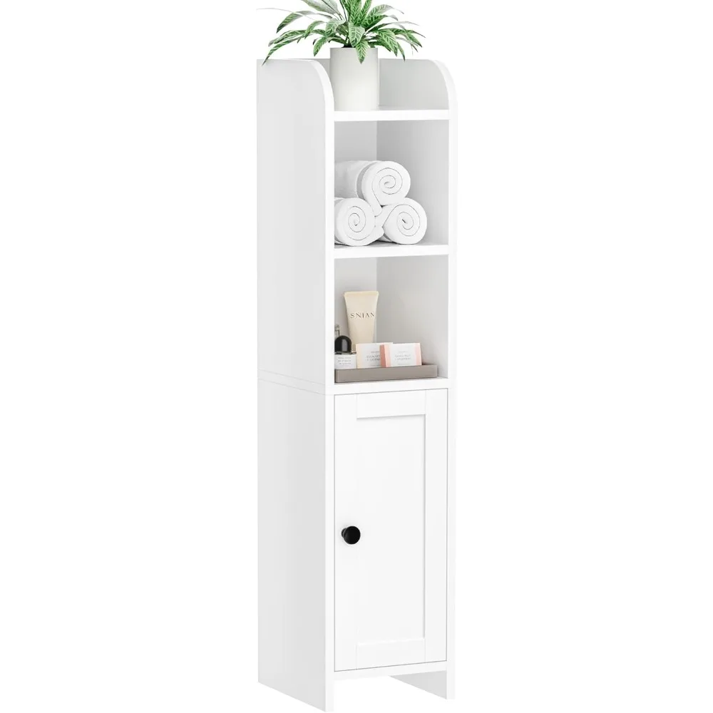 

Small Bathroom Storage Corner Floor Cabinet with Door & Shelves,Beside The Toilet Cabinet for Skinny,Narrow Toilet Paper Cabinet