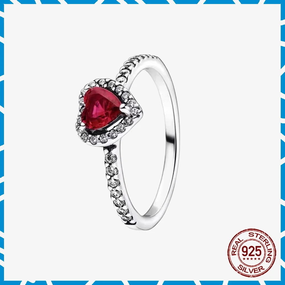 عيد الميلاد 925 فضة الوردي القوس الدائري تألق مرتفعة القلب خواتم للنساء DIY مجوهرات، الزفاف، هدية، الأصلي