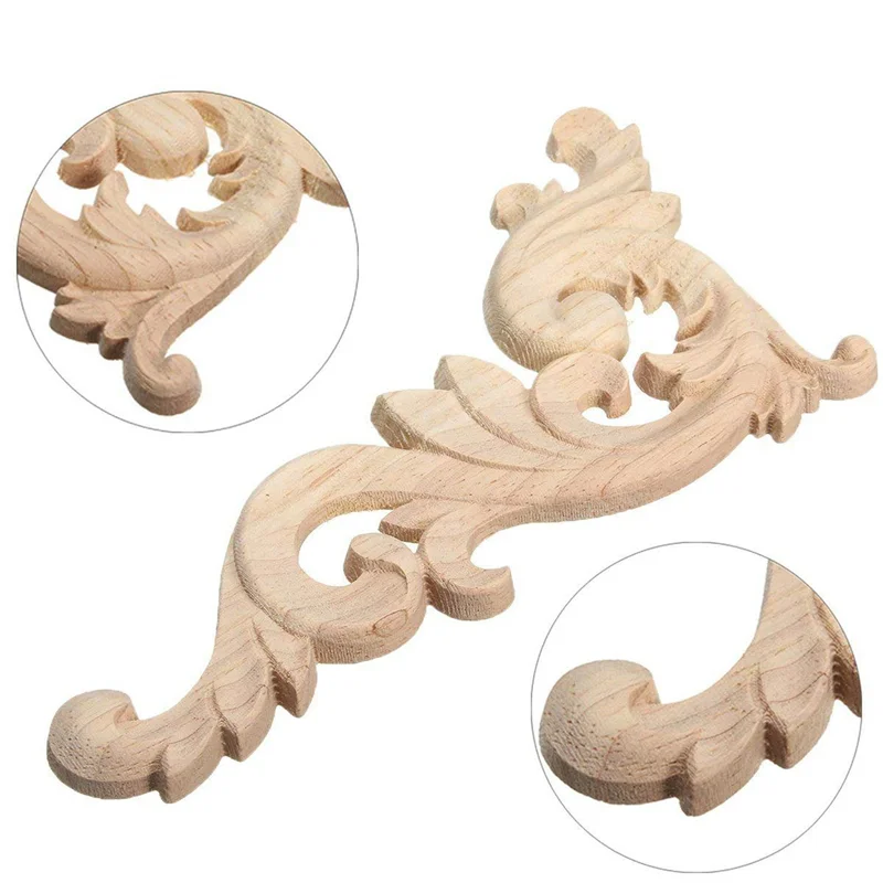 

24 Pieces Ornament Ornament Wood Ornaments Handmade For Wardrobe Furniture Corner 15X7.5Cm