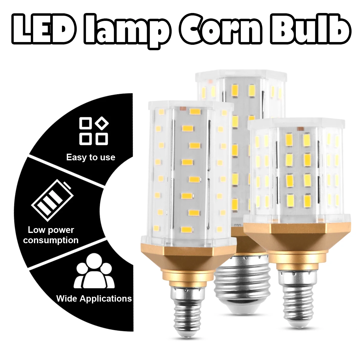 E14 E27 Corn Lamp Hexagonal Bulb 10W 15W 20W Replace Halogen Chandelier Lights Energy-saving Room Cool Warm White Bulbs Home Led