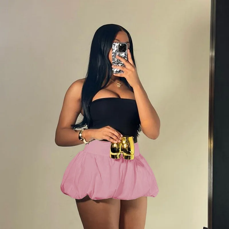 Female Clothing Skirts For Women 2025 Sexy Women's New Solid Color Versatile Bubble Skirt High Waist Mini Skirt Shorts Clothing