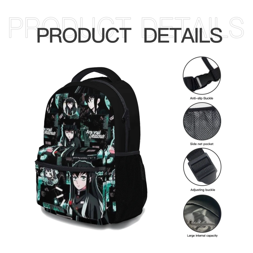 Muichiro Tokitou Versatile Backpack Large Capacity Waterproof Backpack Washable Computer Bag Unisex