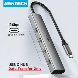 RSHTECH USB C Hub Aluminum Portable USB-C Data Hub Splitter for MacBook Laptops Data Transfer Only