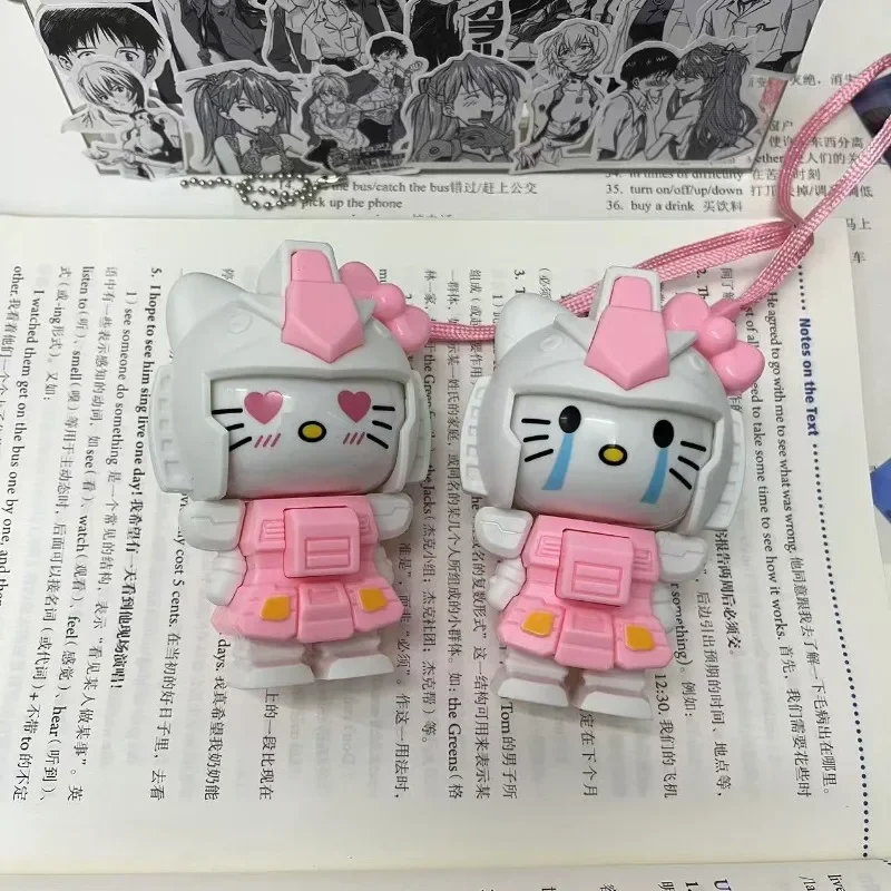 Hello Kitty Mecha Cat Face Changing Doll Keychain Pendant Cartoon Cute Decompression Toy Wholesale Women Accessories Wholesele