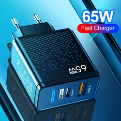 65W USB C Charger PD QC 3.0 Type C USB Fast Charging Wall Adapter For iPhone 14 Xiao mi Samsung Macbook Quick Phone Charger
