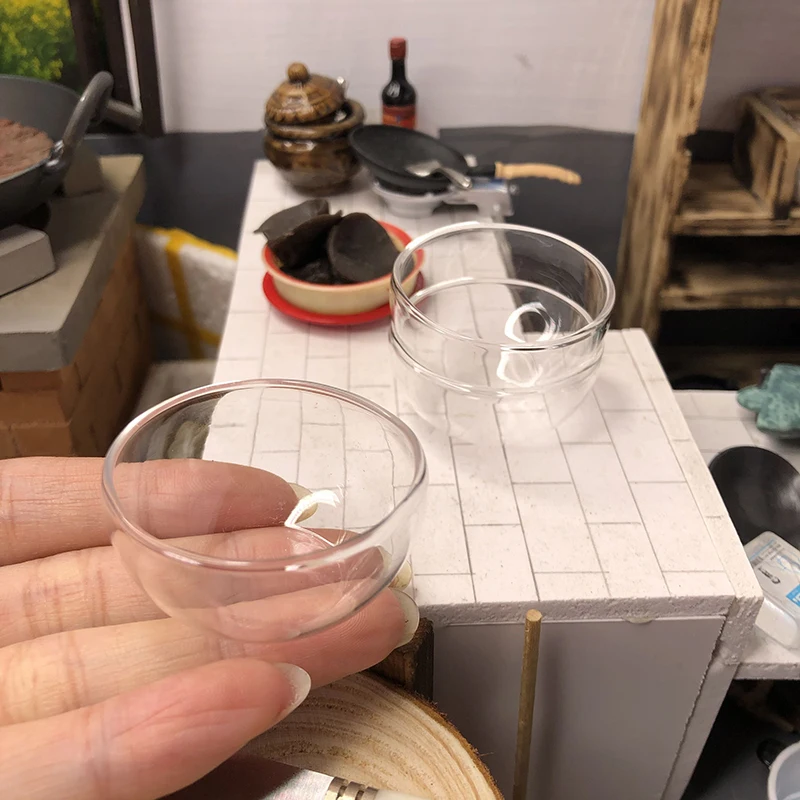 1/12 دمية مصغرة الملحقات طبق الحساء الزجاجي محاكاة لعبة الطبق #3