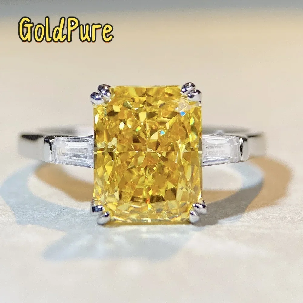 

Роскошное женское кольцо Goldpure из цельной платины PT950 с бриллиантами «Ледяной цветок» и квадратным муассанитом