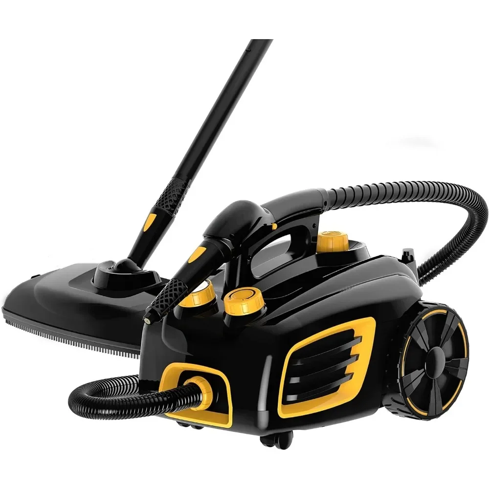 Canister Steam Cleaner com 20 acessórios, cabo de alimentação extra longo, limpeza sem produtos químicos para a maioria dos pisos, contadores, preto