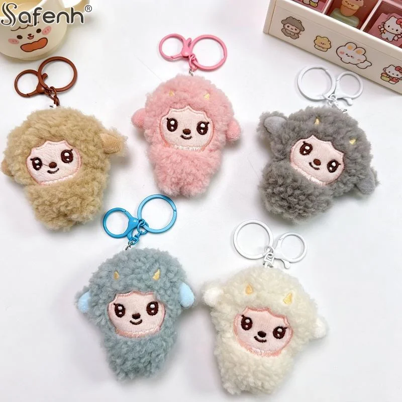 Cute Cartoon Fluffy Plush Sheep Keychain Soft Fuzzy Texture Multicolor Options Perfect For Backpack Decoration Kids Gifts