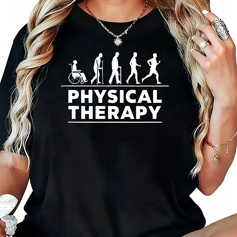 Physical Therapy Graphic Women's T-Shirt 100% Cotton Funny Graphic Short Sleeve Tee Novelty Shirt Casual Crew Neck Top S-5XL