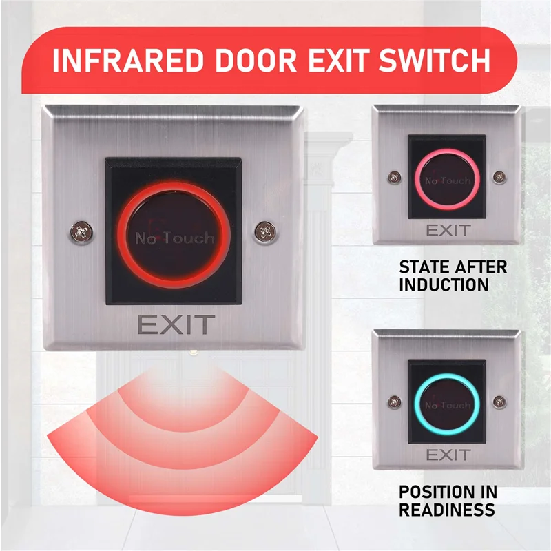 

B68C Infrared Sensor Switch No Contact Contactless Switches Door Release Exit Button With LED Indication