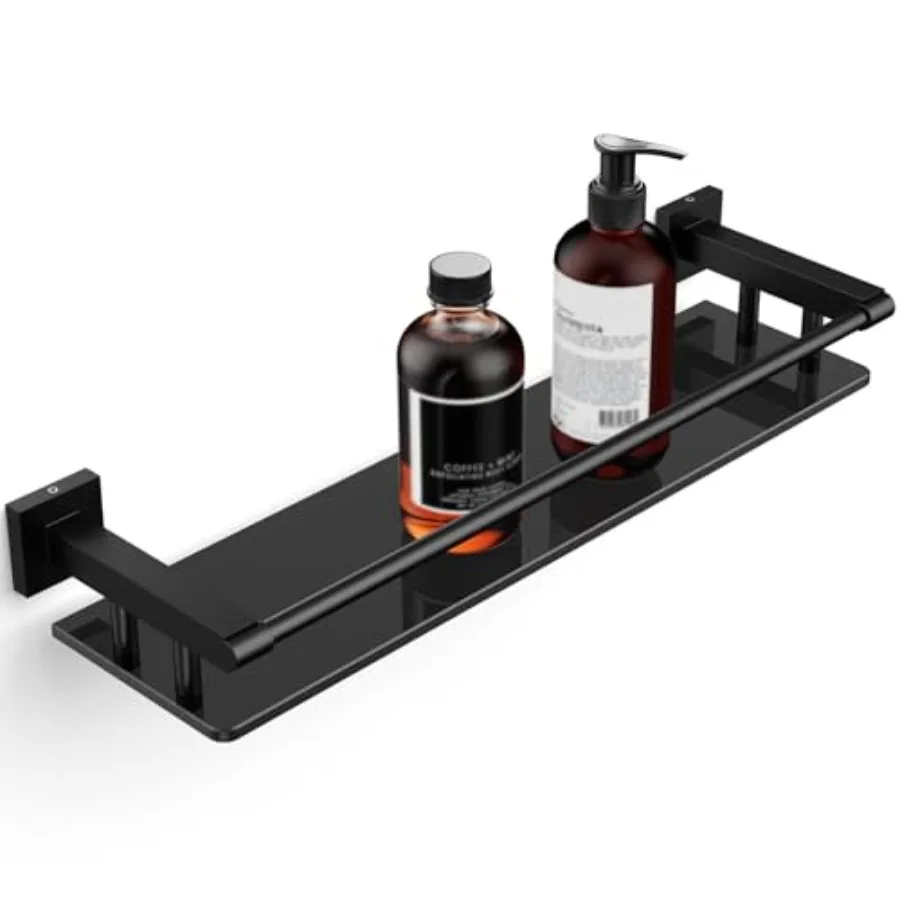 

Glass Shelf for Bathroom 20 Inch Bathroom Shelves with Towel Bar, Tempered Glass Shelves with Stainless Steel Towel Holder for